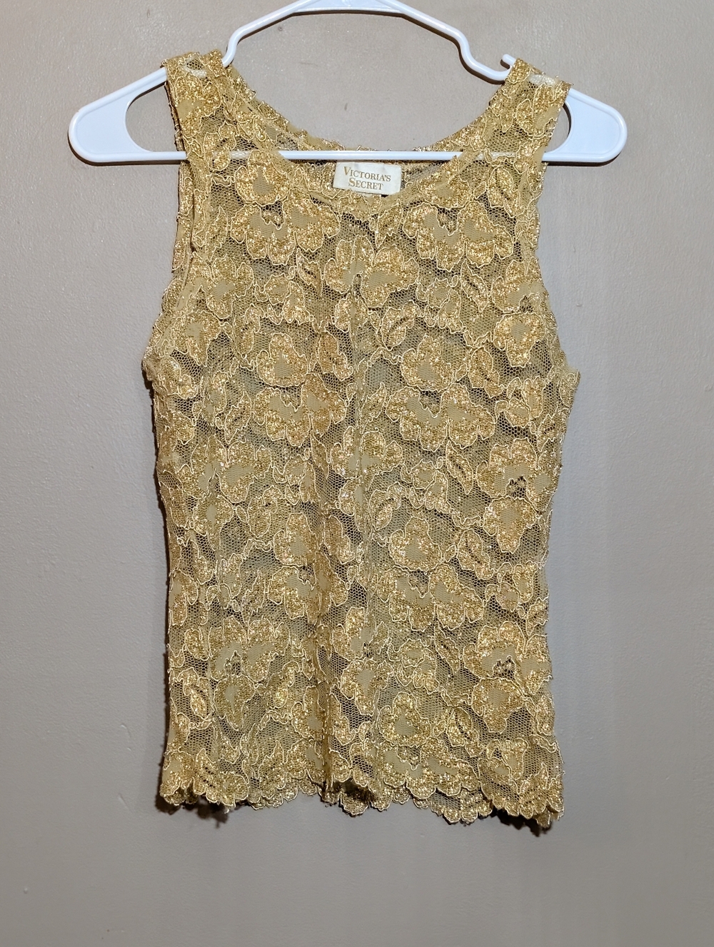Vintage 90s Fairy Victoria’s Secret Golden Lace Tank Top
